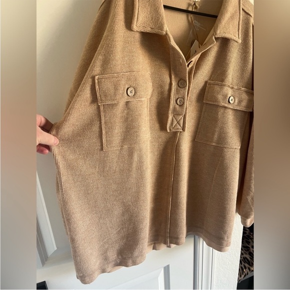 *NWT* New In Tan Button-Up Collared Sweater - Picture 5 of 5